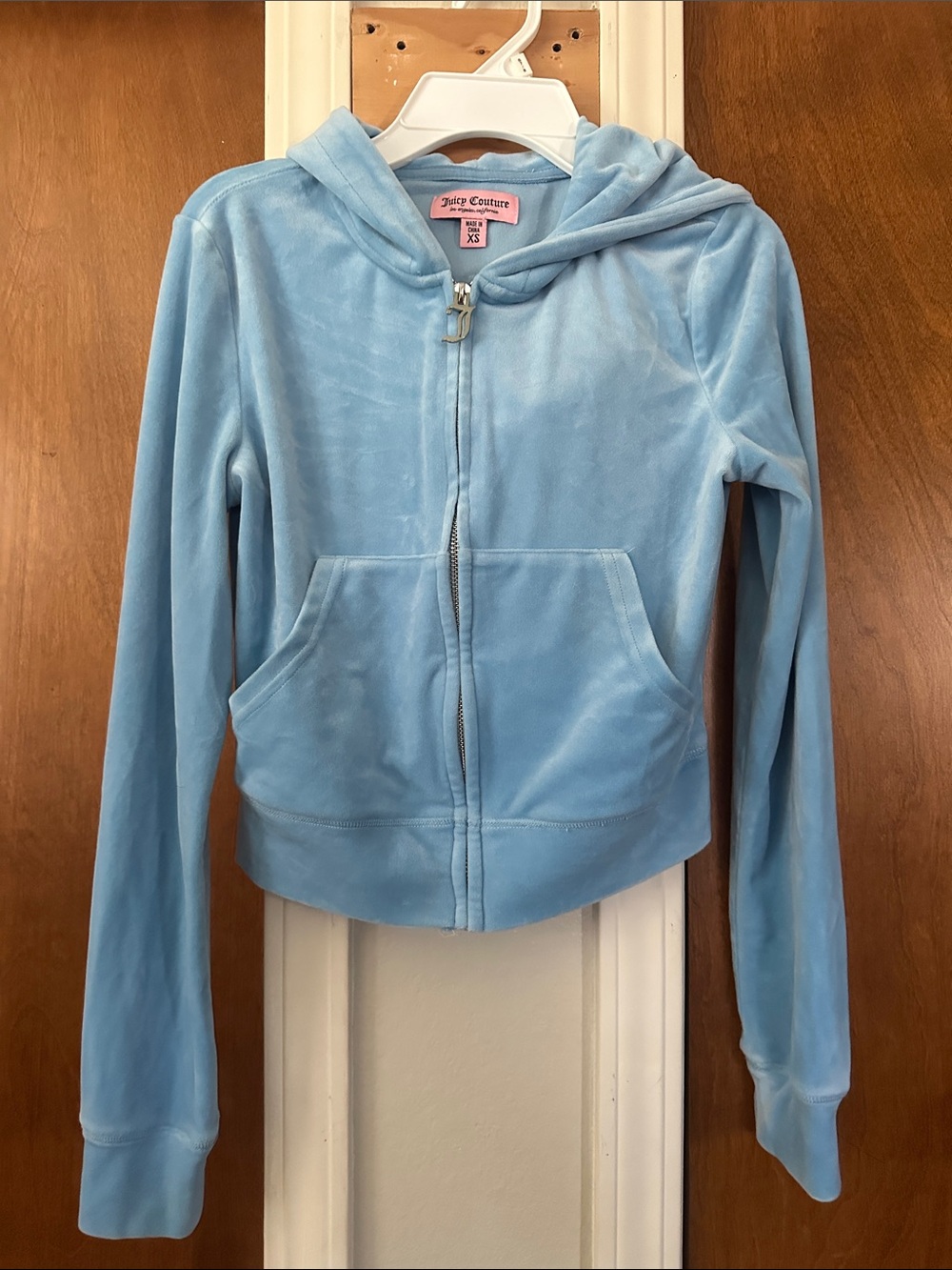 Juicy Couture Baby Blue Velour Zip-Up Hoodie